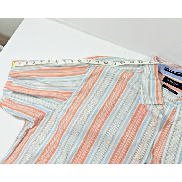 Nautica Men's Classic Fit Vertical Striped SS Button Down Collar Large - Picture 7 of 9
